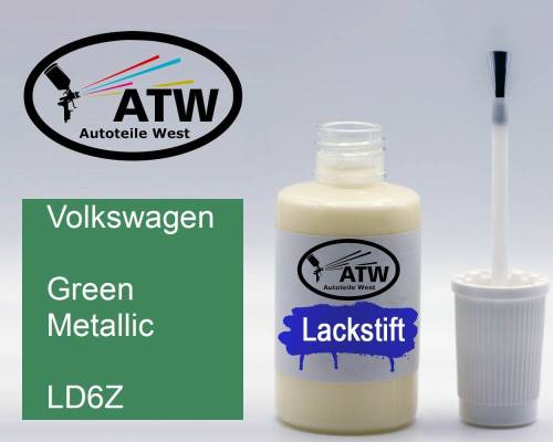 Volkswagen, Green Metallic, LD6Z: 20ml Lackstift, von ATW Autoteile West.